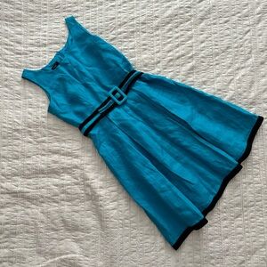 Talbots Teal A-Line Linen Dress